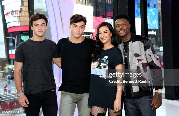 Hosts Ethan Dolan; Grayson Dolan, Tamara Dhia, and DC Young Fly attend the MTV TRL Press Junket to promote the relaunch of TRL at MTV Studios on...