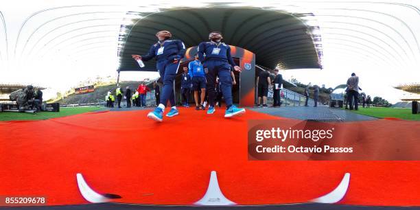 Players of Basaksehir F.K. Arrives at the pitch prior the UEFA Europa League group C match between Sporting Braga and Istanbul Basaksehir F.K. At...