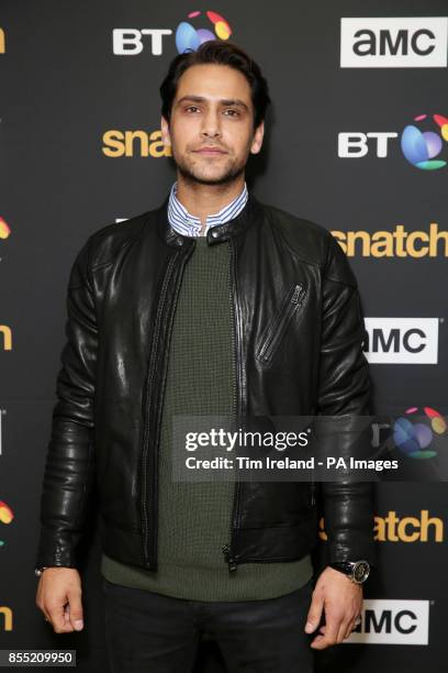 Luke Pasqualino attends the gold carpet premiere of Snatch, a new television show based on the Guy Ritchie movie of the same name, at the BT Tower in...
