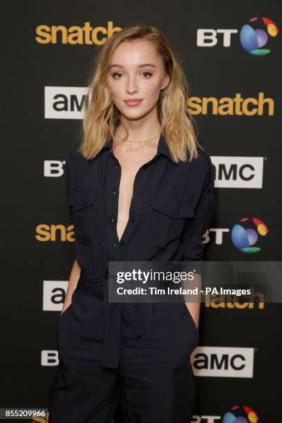 Phoebe Dynevor attends the gold carpet premiere of Snatch, a new television show based on the Guy Ritchie movie of the same name, at the BT Tower in...