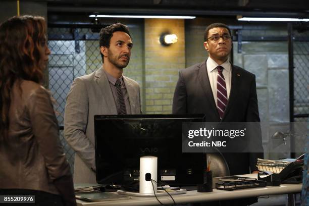 Miss Rebecca Thrall " Episode 503 -- Pictured: Amir Arison as Aram Mojtabai, Harry Lennix as Harold Cooper --