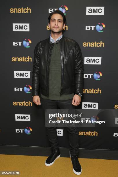 Luke Pasqualino attends the gold carpet premiere of Snatch, a new television show based on the Guy Ritchie movie of the same name, at the BT Tower in...