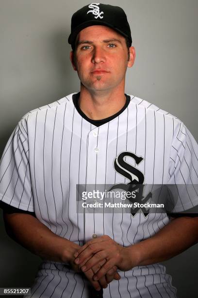 Ben Broussard of the Chicago White Sox poses during photo day at the White Sox spring training complex on February 20, 2009 in Glendale, Arizona.