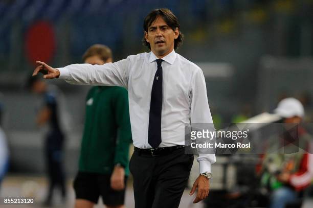 Lazio head coach Simone Inzaghi during the UEFA Europa League group K match between SS Lazio and SV Zulte Waregem at Olimpico Stadium on September...