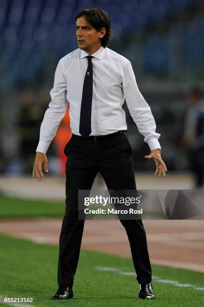 Lazio head coach Simone Inzaghi during the UEFA Europa League group K match between SS Lazio and SV Zulte Waregem at Olimpico Stadium on September...