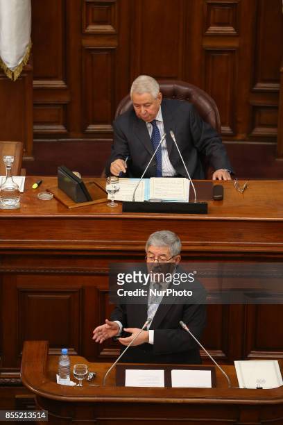 Algerian Prime Minister Ahmed Ouyahia on the Council of the Nation in Algiers on September 27 presents the government's program.