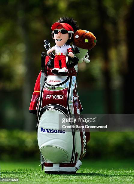 The bag of Ryo Ishikawa of Japan sits on the 17th hole during the first round of the Transitions Championship at the Innisbrook Resort and Golf Club...