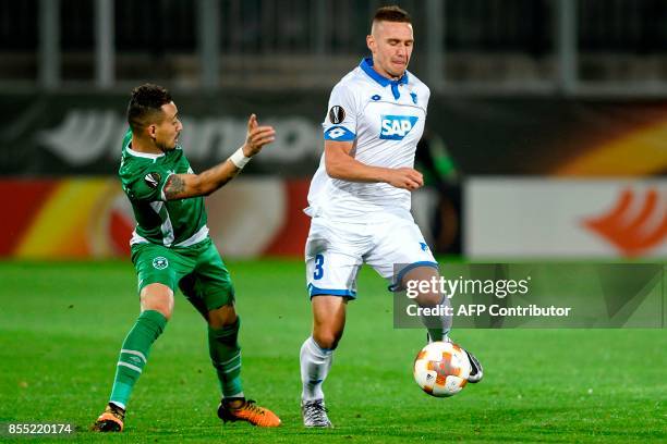 Hoffenheim's Defender Pavel KaderAbek fights for the ball against Ludogorets's Brazialan defender Natanael during the UEFA Europa League Group C...