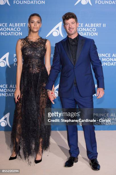 Robin Thicke and April Love Geary attend the Inaugural "Monte-Carlo Gala For The Global Ocean" Honoring Leonardo DiCaprio at The Monaco Garnier Opera...