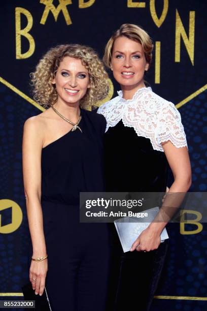 Aline von Drateln and Jessy Wellmer attend the 'Babylon Berlin' premiere at Berlin Ensemble on September 28, 2017 in Berlin, Germany.