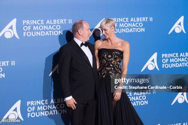 Prince Albert II of Monaco and Princess Charlene of Monaco attend the Inaugural "Monte-Carlo Gala For The Global Ocean" Honoring Leonardo DiCaprio at...