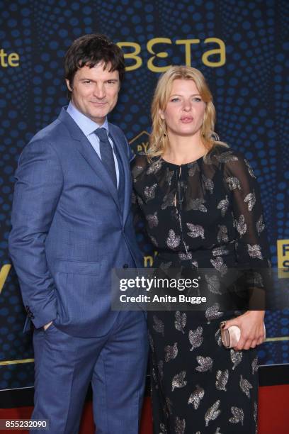 Misel Maticevic and Joerdis Triebel attend the 'Babylon Berlin' premiere at Berlin Ensemble on September 28, 2017 in Berlin, Germany.