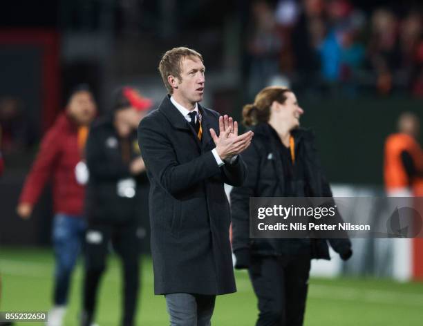 Graham Potter, head coach of Ostersunds FK during the UEFA Europa League group J match between Ostersunds FK and Hertha BSC at Jamtkraft Arena on...