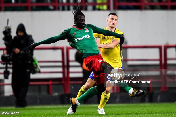 Lokomotiv Moscow's forward from Portugal Eder and FC Fastav Zlín's defender from Czech Republic Ondrej Baco vie for the ball during the UEFA Europa...