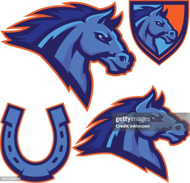 mustang sports kit - horse mascot stock illustrations