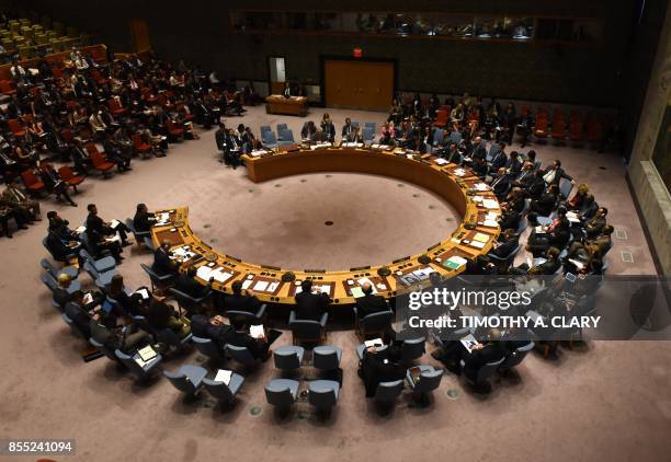 The Security Council holds a meeting to discuss the violence in Myanmar at the United Nations in New York September 28, 2017.