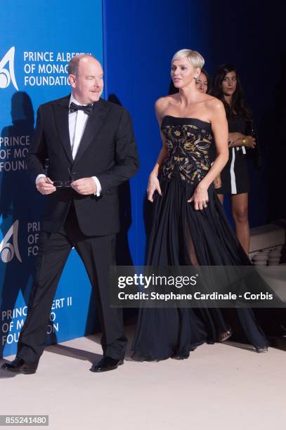 Prince Albert II of Monaco and Princess Charlene of Monaco attend the Inaugural "Monte-Carlo Gala For The Global Ocean" Honoring Leonardo DiCaprio at...