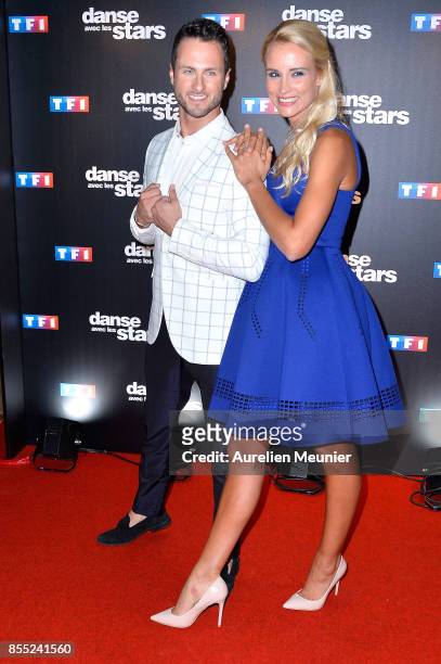 Elodie Gossuin and Christian Millette attend the "Danse avec les Stars" photocall at TF1 on September 28, 2017 in Paris, France.