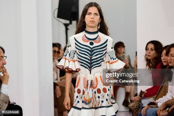 Model walks the runway at the Chloe Spring Summer 2018 fashion show during Paris Fashion Week on September 28, 2017 in Paris, France.