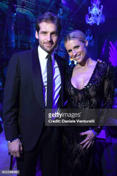 Michelle Hunziker and Tomaso Trussardi attend the dinner for the inaugural "Monte-Carlo Gala for the Global Ocean" honoring Leonardo DiCaprio at the...