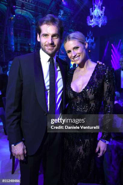 Michelle Hunziker and Tomaso Trussardi attend the dinner for the inaugural "Monte-Carlo Gala for the Global Ocean" honoring Leonardo DiCaprio at the...