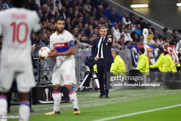 Lyon coach Bruno Genesio during the Uefa Europa League match between Lyon and Atalante Bergame on September 28, 2017 in Lyon, France.