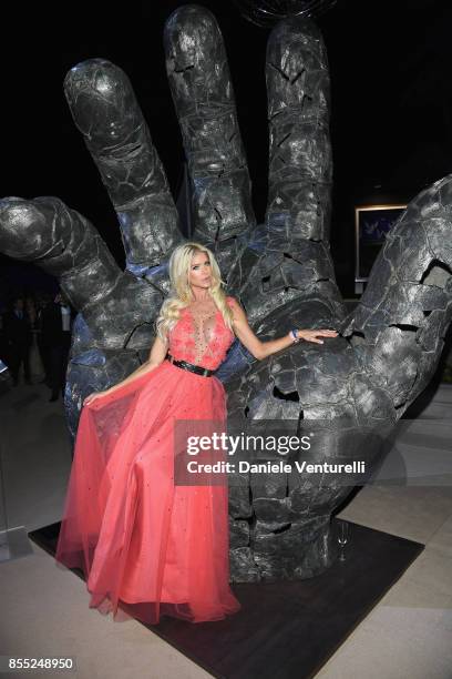 Victoria Silvstedt attends the cocktail for the inaugural "Monte-Carlo Gala for the Global Ocean" honoring Leonardo DiCaprio at the Monaco Garnier...