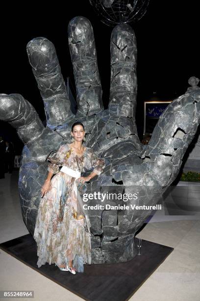 Marpessa Hennink attends the cocktail for the inaugural "Monte-Carlo Gala for the Global Ocean" honoring Leonardo DiCaprio at the Monaco Garnier...