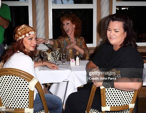 Gloria Estefan, Kathy Griffin and Rosie O'Donnell are sighted filming scenes for "Life On The D List" at Larios on March 19, 2009 in Miami Beach,...