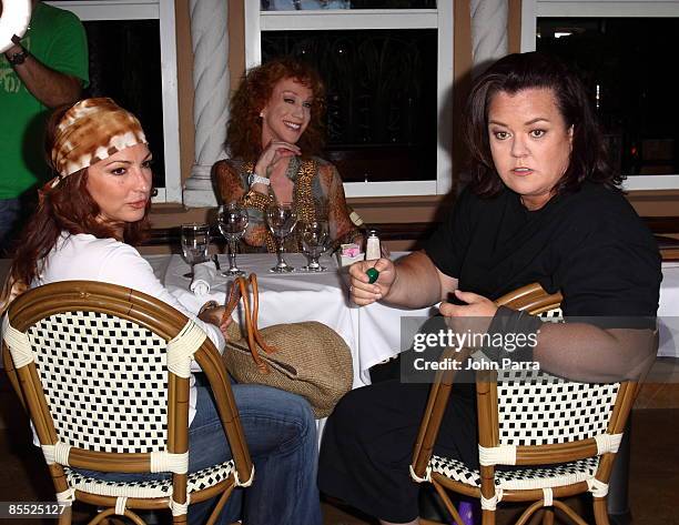 Gloria Estefan, Kathy Griffin and Rosie O'Donnell are sighted filming scenes for "Life On The D List" at Larios on March 19, 2009 in Miami Beach,...