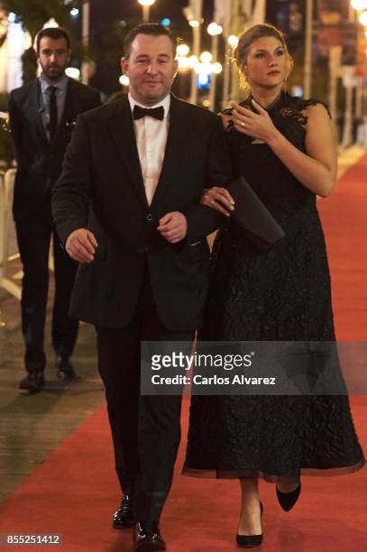 Actor Alexey Rozin and actress Maryana Spivak attend 'Nelyubov/ Loveless' premiere during the 65th San Sebastian International Film Festival on...