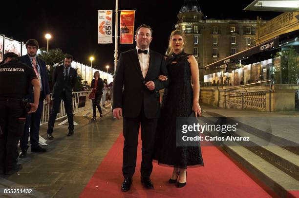 Actor Alexey Rozin and actress Maryana Spivak attend 'Nelyubov/ Loveless' premiere during the 65th San Sebastian International Film Festival on...
