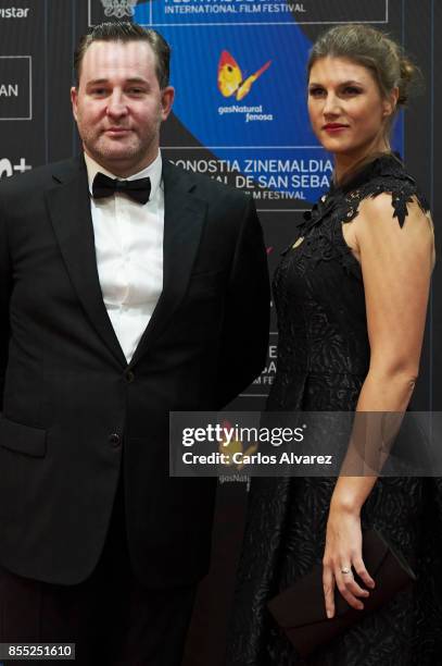 Actor Alexey Rozin and actress Maryana Spivak attend 'Nelyubov/ Loveless' premiere during the 65th San Sebastian International Film Festival on...