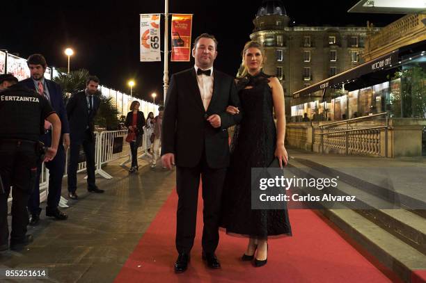 Actor Alexey Rozin and actress Maryana Spivak attend 'Nelyubov/ Loveless' premiere during the 65th San Sebastian International Film Festival on...