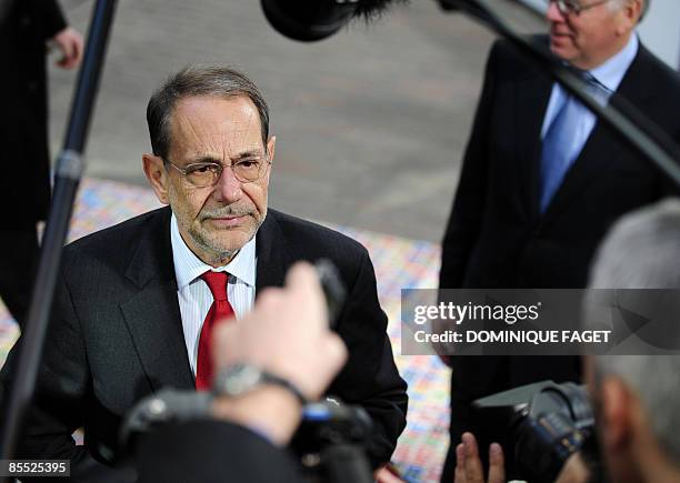 European Union Foreign Policy Chief Javier Solana arrives for a second day of a European Council summit at the headquarters of the European Council...