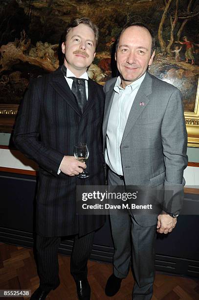 Sam West and Kevin Spacey attend the launch party for the opening of the new Theatre and Performance galleries at the Victoria & Albert Museum on...
