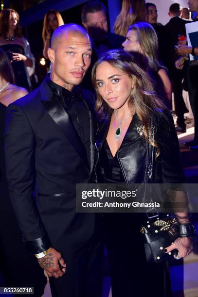 Jeremy Meeks and Chloe Green attend the cocktail for the inaugural "Monte-Carlo Gala for the Global Ocean" honoring Leonardo DiCaprio at the Monaco...
