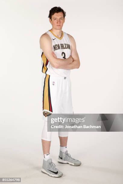 Omer Asik of the New Orleans Pelicans poses for a portrait during media day on September 25, 2017 at Smoothie King Center in New Orleans, Louisiana....