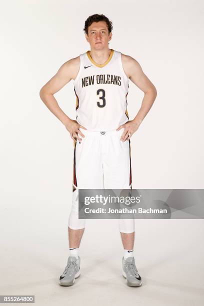 Omer Asik of the New Orleans Pelicans poses for a portrait during media day on September 25, 2017 at Smoothie King Center in New Orleans, Louisiana....