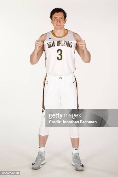 Omer Asik of the New Orleans Pelicans poses for a portrait during media day on September 25, 2017 at Smoothie King Center in New Orleans, Louisiana....
