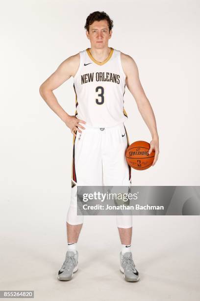 Omer Asik of the New Orleans Pelicans poses for a portrait during media day on September 25, 2017 at Smoothie King Center in New Orleans, Louisiana....