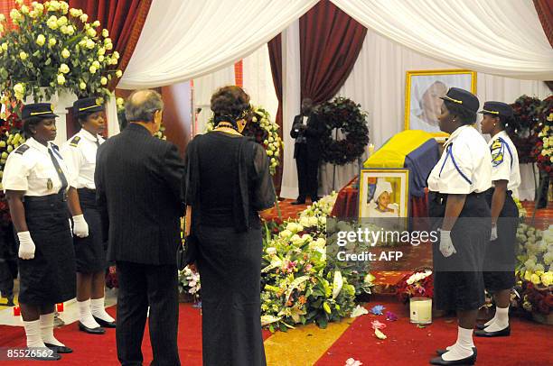 Officials attend the funeral of Gabon's first lady, Edith Lucie Bongo, in the Presidential Palace in Libreville on March 19, 2009. Ten African heads...