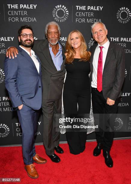 National Geographic Channel president of Original Programming & Production Tim Pastore, host/executive producer Morgan Freeman, executive producer...