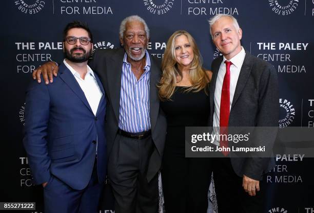 Executive producers, Tim Pastore, Morgan Freeman, Lori McCreary and James Younger attend The Paley Center presents "The Story Of Us" with Morgan...