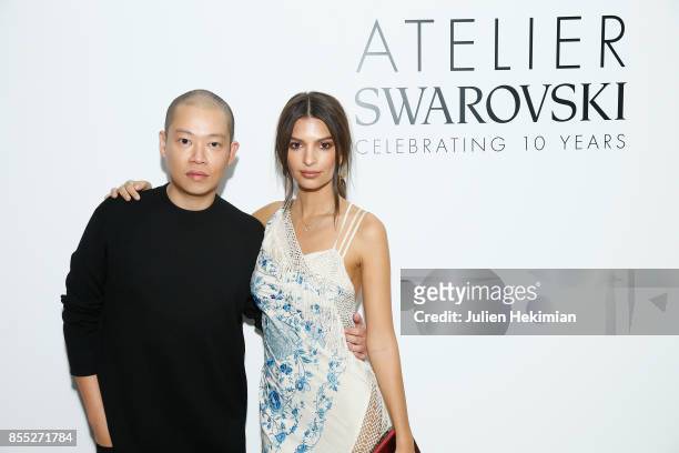 Jason Wu and Emily Ratajkowski attend the Atelier Swarovski By Jason Wu dinner as part of the Paris Fashion Week Womenswear Spring/Summer 2018 on...