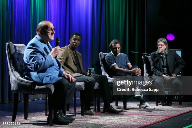 Clive Davis, Kenny "Babyface" Edmonds and Johnny Mathis speak with GRAMMY Museum Executive Director Scott Goldman at Celebrating The Great New...