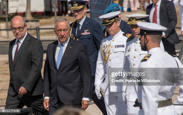 Portuguese Minister of National Defense Jose Alberto Azeredo Lopes , Portuguese President Marcelo Rebelo de Sousa and Navy Chief of Staff Admiral...