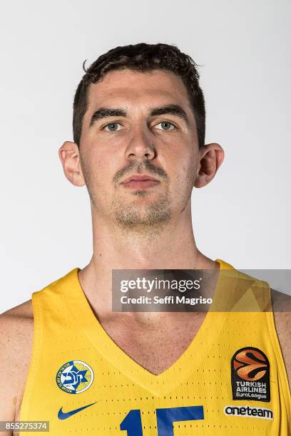 Jake Cohen, #15 poses during Maccabi Fox Tel Aviv 2017/2018 Turkish Airlines EuroLeague Media Day at Menora Mivtachim Arena on September 28, 2017 in...