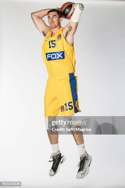 Jake Cohen, #15 poses during Maccabi Fox Tel Aviv 2017/2018 Turkish Airlines EuroLeague Media Day at Menora Mivtachim Arena on September 28, 2017 in...