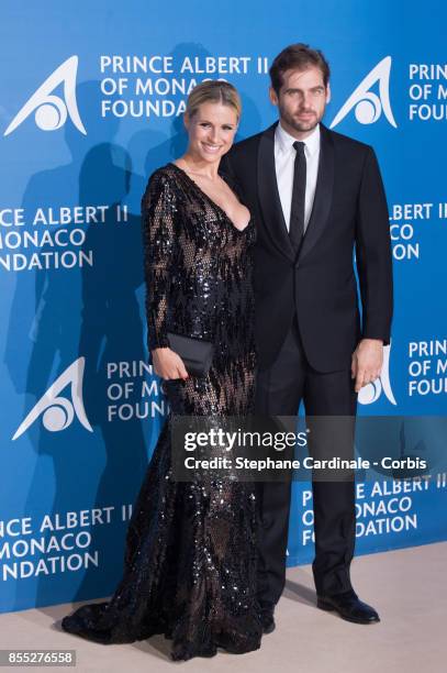 Michelle Hunziker and Tomaso Trussardi attend the Inaugural "Monte-Carlo Gala For The Global Ocean" Honoring Leonardo DiCaprio at The Monaco Garnier...